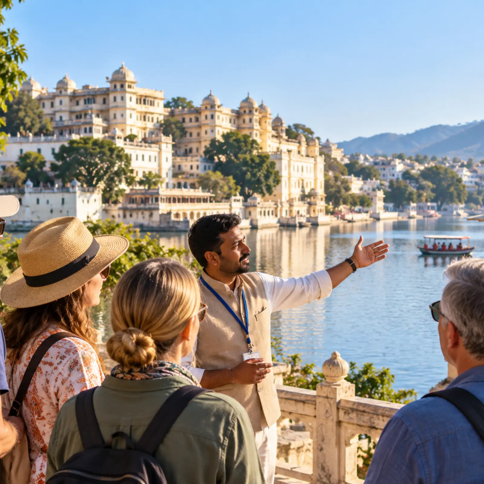 Licensed local tour guide showing visitors around Udaipur