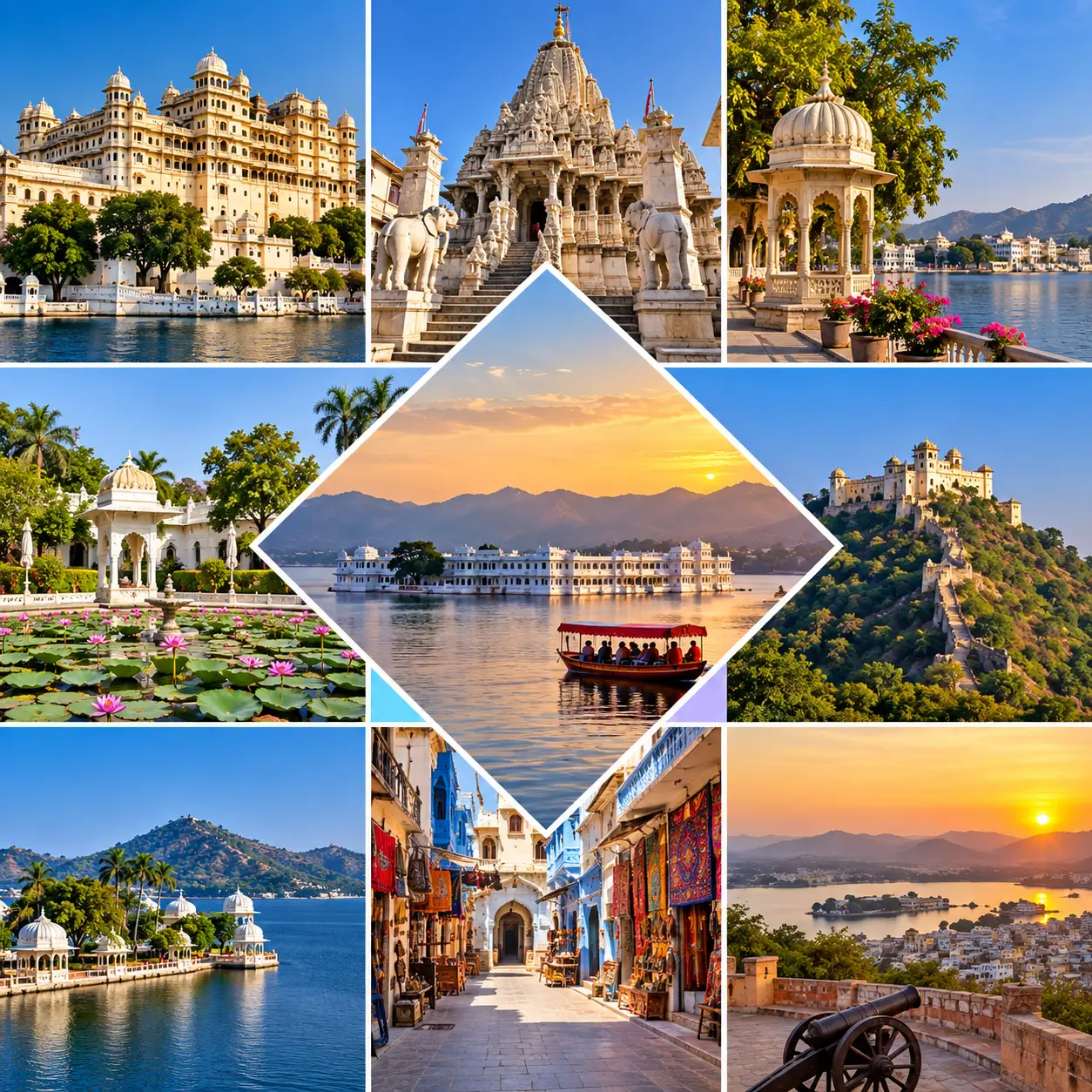 Places covered by a local guide in Udaipur, including City Palace and Lake Pichola